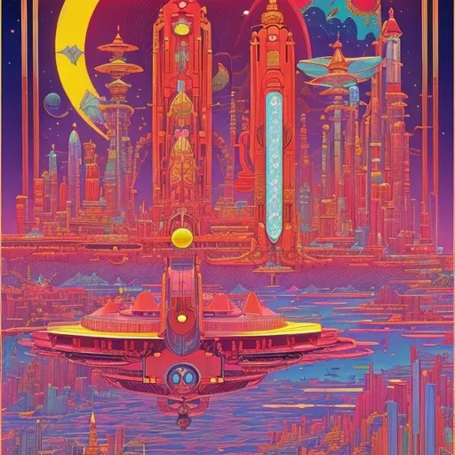 Prompt: Moebius, Jean Giraud, George Barbier, animesque　surreal　fanciful　wondrous　strange　Whimsical　Sci-Fi Fantasy　The best day for banana peeling々　「HAYABUSA」Flavored unmanned probe dreams of banana-shaped aliens　Travelers in search of apples travel through the city of endless clocks　Eden Retrograde, hyperdetailed high resolution high quality high quality masterpiece