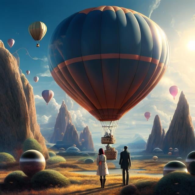 Prompt: Frank R. Paul, Naoyuki Kato, Jim burns, Surreal, mysterious, strange, fantastical, fantasy, Sci-fi, Japanese anime, TV with legs, human-machine symbiosis, dream traveler, balloon machine, detailed masterpiece perspectives angles 