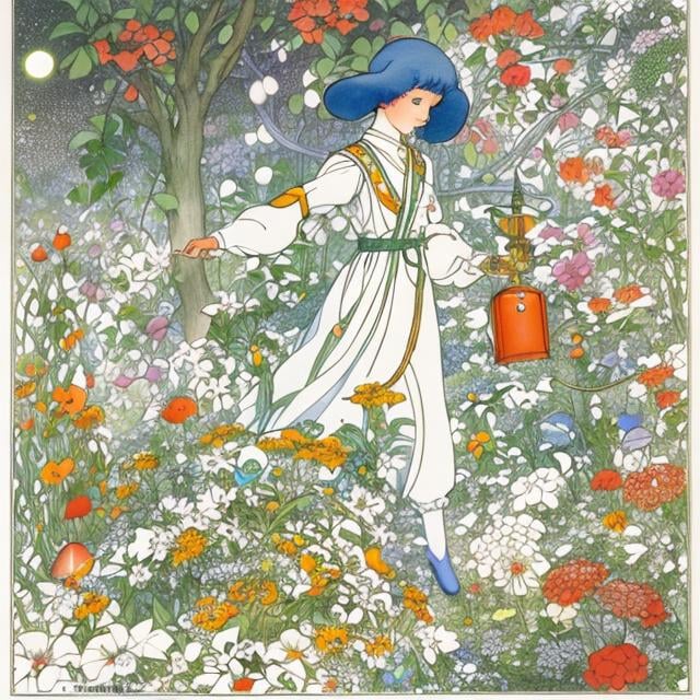 Prompt: Elsa Beskow, Kate Greenaway Japanese Anime　Sci-Fi Fantasy　Cyber Girl　be related to　Internet　Multiple systems in the world Hyperdetailed high resolution high definition high quality masterpieceI’m 