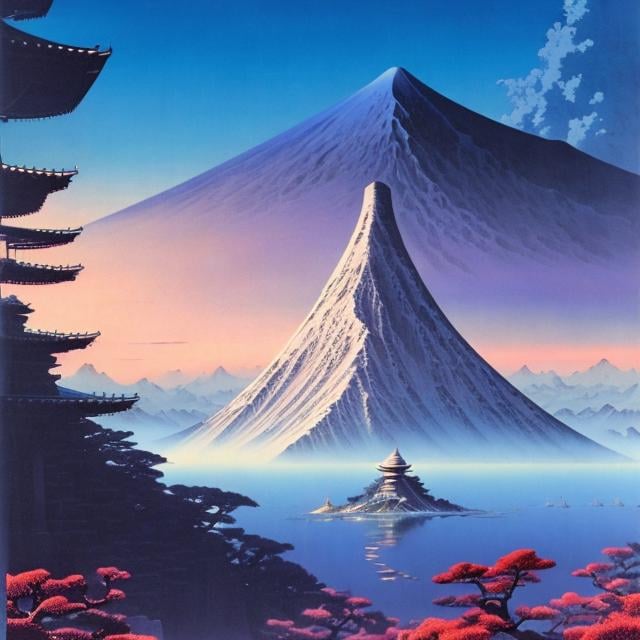 Prompt: Bruce Pennington, Hokusai, Surreal, mysterious, strange, fantastical, fantasy, Sci-fi Japanese anime, words/concepts and images, continuity, transformation, and difference, place, placement, and activity, geometry, miniskirt beautiful girl Alice, projection, representation, and expression, hyper detailed masterpiece high resolution definition quality, depth of field cinematic lighting 