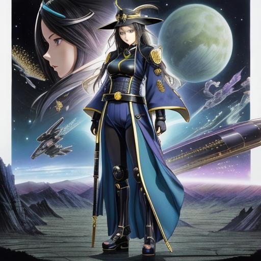 Prompt: Masamune Shirow, Junaida, Kate Greenaway, Larry Elmore, Surreal, mysterious, strange, fantastical, fantasy, sci-fi, Japanese anime, this is the future, a new era, if we change the whole world, if we change it... Erase all the jams and stuff, let's metamorphose with this world Music, the magic you create, close your eyes The future will open up and I'll sing this song so that it will never end. A beautiful girl in a miniskirt, perfect voluminous body, singer girl, hyper detailed masterpiece high resolution definition quality, depth of field cinematic lighting 