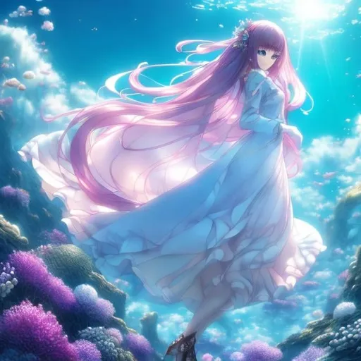 Prompt: Surreal, mysterious, strange, fantastical, fantasy, Sci-fi, Japanese anime, glass submarine, diving into the earth, beautiful girl, perfect body, detailed masterpiece 