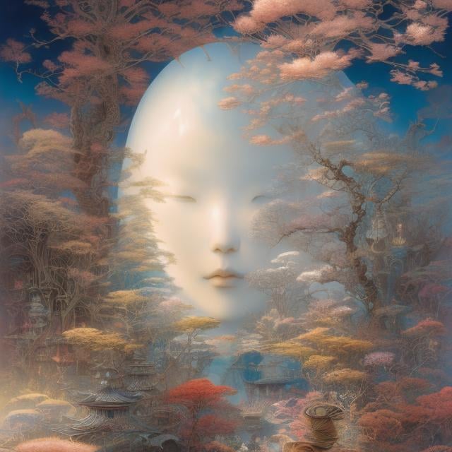 Prompt: Yoshitaka Amano, James Jean, Maurice Sendak, Surreal, mysterious, strange, fantastical, fantasy, sci-fi, Japanese anime, she goes to meet herself she's never seen before, and she saves Tokyo, perfect voluminous body, Those who play in a pale multicolored dream, hyper detailed masterpiece 