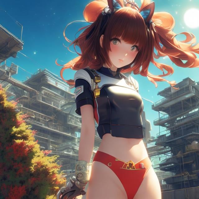 Prompt: Ed Valigursky, Chris Foss, Surreal, mysterious, strange, fantastical, fantasy, Sci-fi, Japanese anime, satellite launch, beautiful miniskirt high school girl and cat, perfect voluminous body, ocean in the back alley, hyper detailed masterpiece high resolution definition quality, depth of field cinematic lighting 