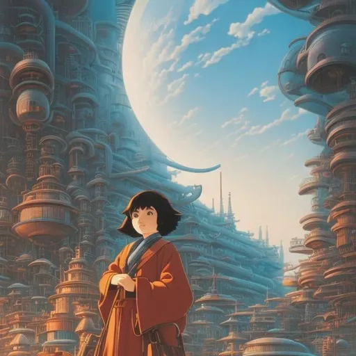 Prompt: Hayao Miyazaki, Ralph McQuarrie, Surreal, mysterious, strange, fantastical, fantasy, Sci-fi, Japanese anime, the future of desire, mechanical dreams, portraits of spirits, the underground labyrinth of the demon city of Tokyo, "Nausicaa" and Nietzsche and eternal recurrence, a cruel person named "Princess Mononoke" Masterpiece: Science and desire, crossing the boundaries between science and literature, academia and otaku, hyper detailed masterpiece high resolution definition quality, depth of field cinematic lighting 