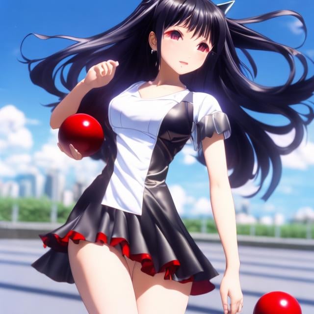 Prompt: Asagi Tohsaka, Akira Ozaki, Surreal, mysterious, bizarre, fantastical, fantasy, Sci-fi, Japanese anime, beautiful girls in miniskirts enjoying bowling, perfect bodies, silver-haired older sister, black-haired short-haired boyish, red-haired wavy energetic girl, dynamism, looking up angle, smile, surprise, fun, detailed masterpiece