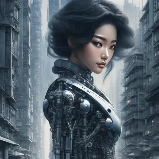 Prompt: katsuhiro Otomo, M C Escher, François Schuiten, Japanese anime, solo beautiful girl perfect body, part mechanical skin part human skin, in city, jeep, detailed, high resolution definition quality masterpiece, fine lines, vibrant colors, girl, masterpiece, sharp focus, best quality, depth of field, cinematic lighting,