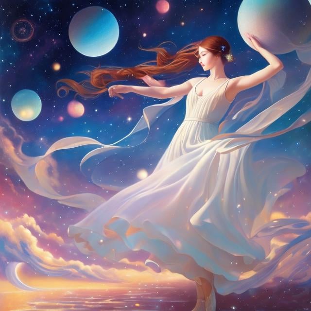 Prompt: Mabel Attwell, surreal, mysterious, strange, fantastic, fantasy, sci-fi, fantasy, anime If the universe is meaningless, then that statement is also meaningless. The meaning and purpose of dancing is simply to dance. Everyone wants to dance, right?, detailed masterpiece 