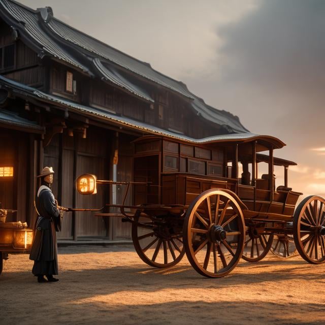 Prompt: Thomas Crane, Anne Anderson, Koloman moser, Japanese Anime, carriage of thunder Gap between spinning wheels Lightly divides this into six parts, detailed, high resolution definition quality masterpiece, depth of field, focus, cinematic lighting 