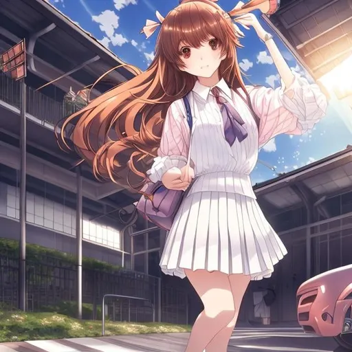 Prompt: Kenji Tauruta, Kate Greenaway, Japanese anime, manga lines, railgun, short skirt japanese high school girl, Academic city,  Illusion hand, talent dream road, hyperdetailed high resolution high definition high quality masterpiece 