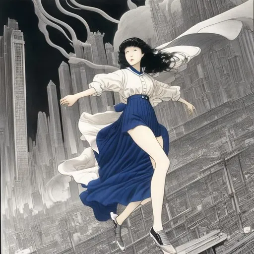 Prompt: Kenji Tsuruta, Winsor McCay, Mabel Attwell, Surreal, mysterious, strange, fantastical, fantasy, Sci-fi, Japanese anime, Wonderland of fools, sense of collapse, Newton, garden, painting, and literature are connected, beautiful girl in miniskirt running at full speed, perfect voluminous body, hyper detailed masterpiece high resolution definition quality, depth of field cinematic lighting 
