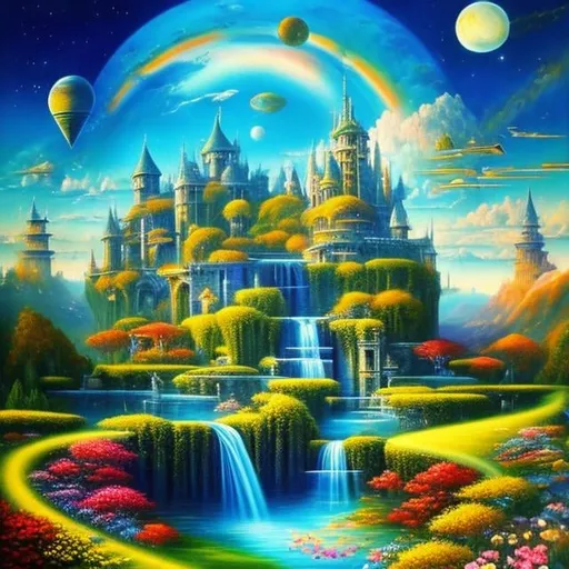 Prompt: Eugene Lanceray Surreal, mysterious, strange, bizarre, fantasy, Sci-fi, Japanese anime, a star-shaped castle opens, plural modernism, the boat of love has been crushed by life and has been shattered, the discrepancy between truth and reality, absolute otherness Wonderful beautiful girl, detailed masterpiece 