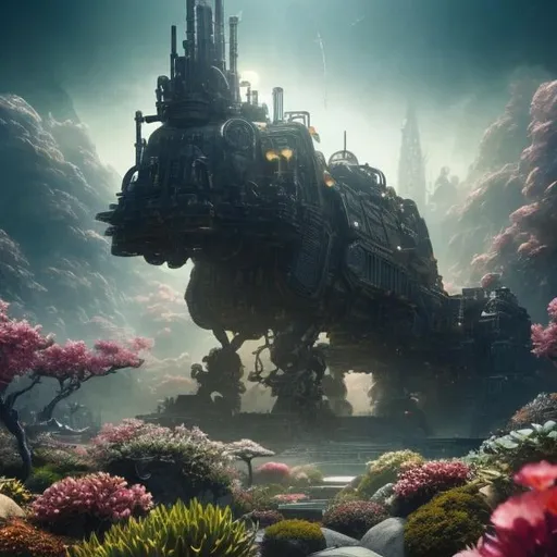 Prompt: Arthur Rackham, Katsuhiro Otomo, Surreal, mysterious, strange, fantastical, fantasy, Sci-fi, Japanese anime, chemical composition and atomic arrangement of minerals, Beautiful cyborg girl, perfect body, ore garden, succulent plants, lawn paradise, detailed masterpiece depth of field cinematic lighting 