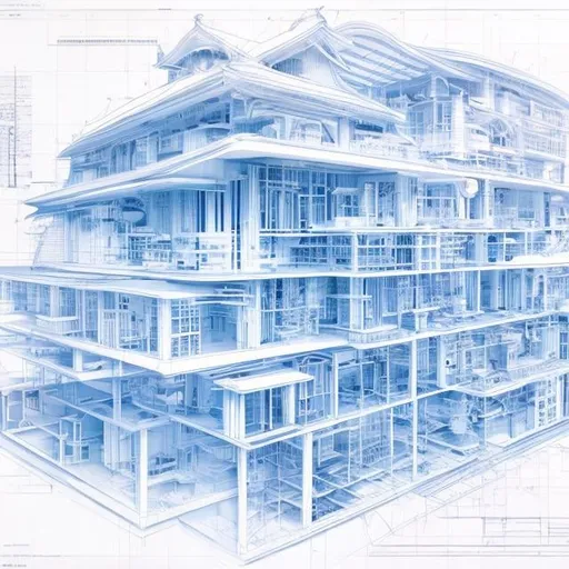 Prompt: Aya Nakahara, Vladimir Tatlin, Surreal, mysterious, strange, fantastical, fantasy, Sci-fi, Japanese anime, paradise blueprint, blueprint, miniskirt beautiful girl, perfect voluminous body, perspective view, cross-sectional view, perspective, architectural drawing, detailed masterpiece perspectives angles
