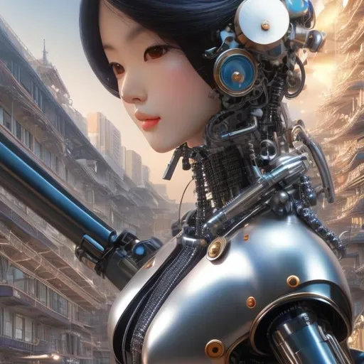 Prompt: Katsuhiro Otomo, Masamune Shirow, Frank Pape, Jean Giraud, Japanese anime,Mechanical girl, sweet beautiful face, perfect body style, part mechanical skin, mechanical joints. Tubes attached, thin skintight, voluminous body, front angled, emphasize curves and shapes of body, hyper detailed, high resolution definition quality masterpiece, depth of field, focus. Cinematic lighting, 