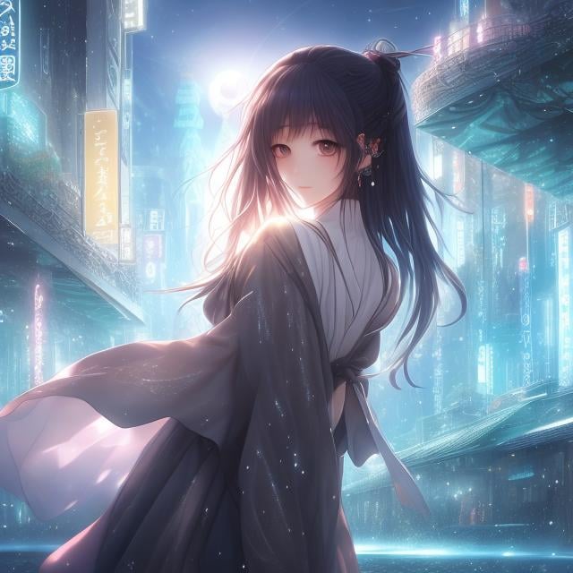 Prompt: Tsubaki Nekoi, René Vincent, Surreal, mysterious, strange, fantastic, fantasy, Sci-fi, Japanese anime, moving city map, world of water drops, collecting crystals on the street, beautiful girl on a journey, perfect voluminous body, detailed masterpiece 