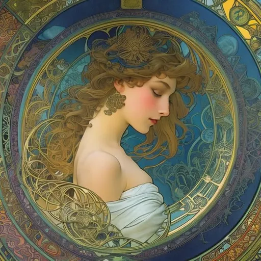 Prompt: Hans Lencker, Alphonse Mucha, Dr. Seuss, surreal, mysterious, strange, fantastical, fantasy, Sci-fi, Japanese anime, does mathematics dream of the best world? Possible worlds, taking mechanics into the realm of geometry, billiards, cosmology of numbers, beautiful girl, perfect body, detailed masterpiece 