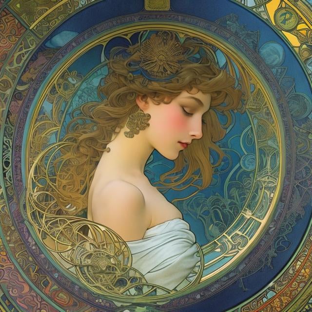 Prompt: Hans Lencker, Alphonse Mucha, Dr. Seuss, surreal, mysterious, strange, fantastical, fantasy, Sci-fi, Japanese anime, does mathematics dream of the best world? Possible worlds, taking mechanics into the realm of geometry, billiards, cosmology of numbers, beautiful girl, perfect body, detailed masterpiece 