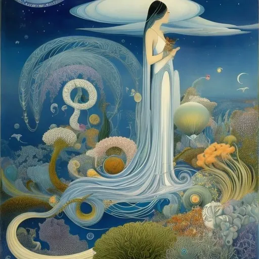 Prompt: Kay Nielsen, Surreal, mysterious, bizarre, fantastic, fantasy, sci-fi, Japanese anime, nut form, some have wings, some have feathers, some have fluff and fly in the sky, some use floats to fly Traveling through the sea, some use springs and twisting devices to fly by themselves, others use their talons to grab onto animals and carry them out, and some entrust themselves to ants, birds, and other animals by bringing them rewards: acorns, sequoias, walnuts, beans. Eucalyptus Baobab Dancing in the wind / Falling while spinning / Moves by clinging to animals / Drifting in the sea or river / Splashing / Spreading in the heat of drying or forest fires / Covering scales / Extending spines / Twisting, twisting / Flowers Open/Open mouth/Natural vessel/Natural beads/Round shape/Spindle shape/Uneven shape