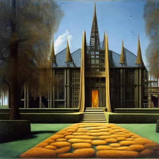 Prompt: Remedios Varo, Étienne-Louis Boullée, Surreal, mysterious, strange, fantastical, fantasy, Sci-fi, Japanese anime, creation and preservation, models that connect the future and past, architecture on paper, figurative thinking bridges real and virtual images, the real world and the imaginary world, detailed masterpiece 