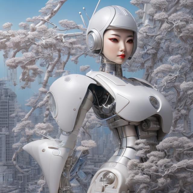 Prompt: Hajime Sorayama, Katsuhiro Otomo, Jim Burns, Yoshiyuki Sadamoto, Surreal, mysterious, strange, fantastical, fantasy, Sci-fi, Japanese anime, printing workshop, 3D printing of a beautiful miniskirt high school girl android, a circle among living things, the self creates itself based on itself, hyper detailed masterpiece high resolution definition quality depth of field cinematic lighting 