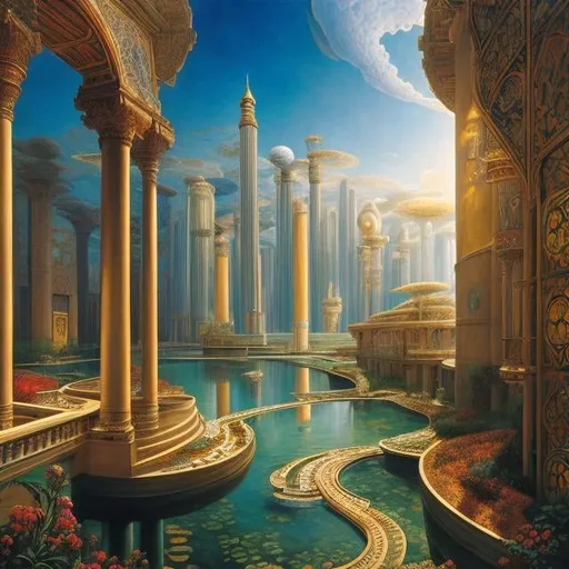 Prompt: Walter Crane, Vladimir Kush, Lebbeus Woods, Surreal, mysterious, strange, fantastical, fantasy, Sci-fi fantasy, anime, dream passage, place where multiple pasts/presents/futures collide, bird pole or love square, tower, detailed masterpiece, high resolution definition quality, depth of field cinematic lighting 