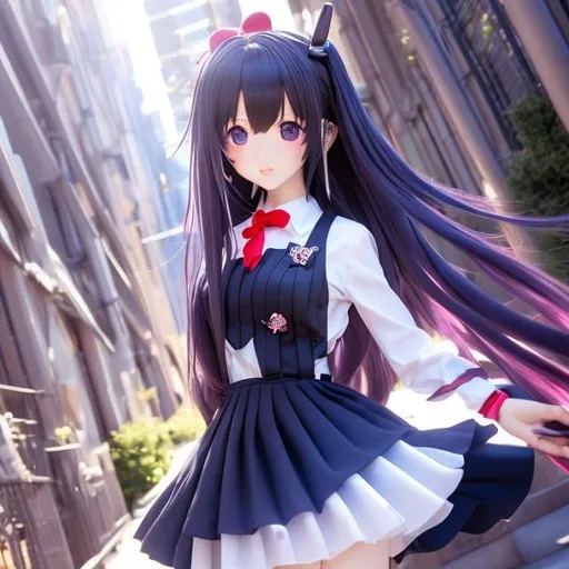 Prompt: Asagi Tohsaka, James Jean, Surreal, mysterious, strange, fantastical, fantasy, Sci-fi, Japanese anime, Demon Sword Master of Excalibur Academy, Lyseria, long straight silver hair, beautiful miniskirt high school girl, perfect body, she loves sweets dessert, beautiful cute innocent smile, school uniform, detailed masterpiece high resolution definition quality, hand manga drawing 
