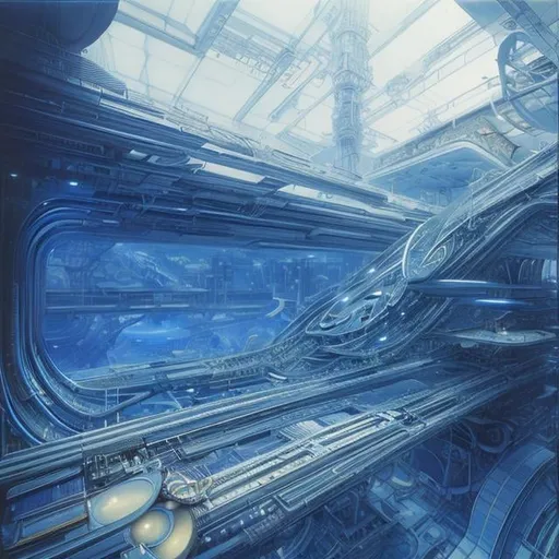Prompt: Lebbeus Woods, Zaha Hadid, Paolo Soleri, Michael Kaluta, Ralph McQuarrie, surreal, strange, weird, wonderful, sci-fi fantasy, Mechanical moon, plans drawings, blue prints, sections, aerial perspective, vanishing points, mechanic girl, hyperdetailed high resolution high definition high quality masterpiece 