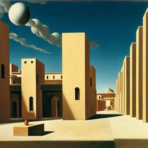 Prompt: Giorgio de Chirico, Junaida, Surreal, mysterious, strange, fantastical, fantasy, Sci-fi, Japanese anime, mathematics is art, formulas and geometry, 3D Objects, detailed masterpiece 