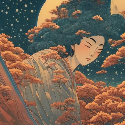 Prompt: Ukiyo-e style, katsuhiro Otomo, Jean Giraud, Japanese anime, surreal, mysterious, strange, fantastical, fantasy, sci-fi weird, washing and laundering galaxy, dry well, fold, and store in a drawer, solo girl, beauty perfect voluminous body, vibrant colors, masterpiece, sharp focus, best quality, depth of field, cinematic lighting, hyper detailed, high resolution high definition, 