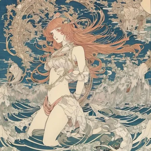 Prompt: George Barbier, Charles Doyle, John Jude Palencar, Walter Crane, Japanese anime, manga lines, observatory, astronomical girl, specimen box, high tide, cafeteria, hyperdetailed high resolution high quality high definition masterpiece 