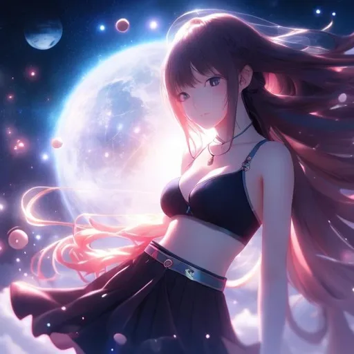 Prompt: Chiho Saito, Marion Adnams, Mysterious, strange, outlandish, fantasy, Sci-fi, Japanese anime, God's whim, miniskirt beautiful girl, boyish, dice of fate, theory of relativity, universe of mathematics and music, detailed masterpiece cinematic lighting perspectives 
