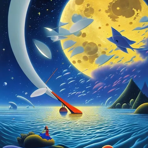 Prompt: Georges Lepape, Anne Anderson, Margaret Tarrant, Kenji Tsuruta, surreal, strange, weird, sci-fi fantasy, fantastic, astronomical reflector telescope, moon sinking under ocean, hot house, solo girl playing violin, hyperdetailed high definition high resolution high quality masterpiece very tight small short dress