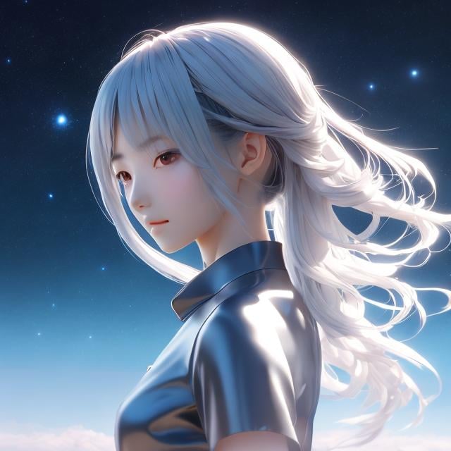 Prompt: Thomas Crane, Shōzō Fukazawa, Surreal, mysterious, strange, fantastical, fantasy, Sci-fi fantasy, anime, topology of dawn, space blueprint, blue planet and silver moon, perspective and perspective, eyes for seeing things, miniskirt beautiful girl, perfect voluminous body, detailed mas