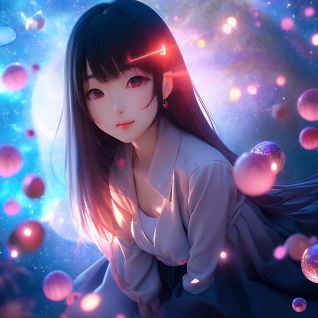 Prompt: Chiho Saito, Marion Adnams, surreal, Mysterious, strange, outlandish, fantasy, Sci-fi, Japanese anime, God's whim, miniskirt beautiful girl, perfect voluminous body, boyish, dice of fate, theory of relativity, universe of mathematics and music, detailed masterpiece cinematic lighting perspectives 