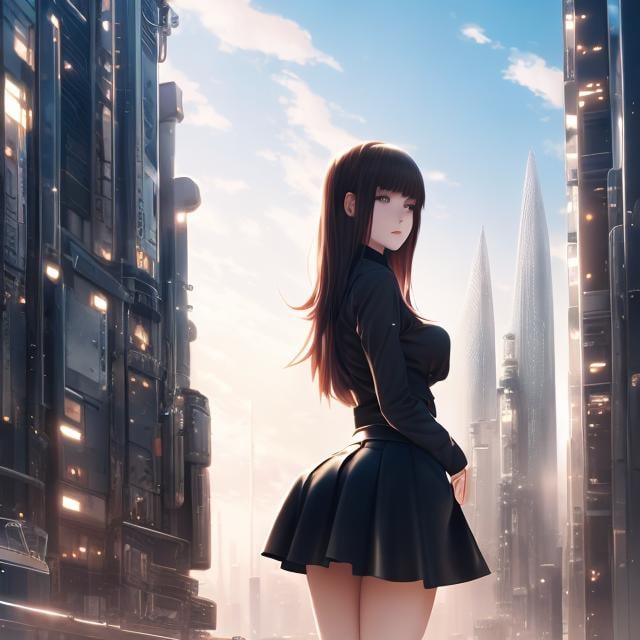 Prompt: Kristoffer Zetterstrand, Wenzel Jamnitzer, Surreal, mysterious, strange, fantastical, fantasy, Sci-fi, Japanese anime, mechanical metropolis, urban generation, on paper, miniskirt beautiful girl, perfect voluminous body, detailed masterpiece 