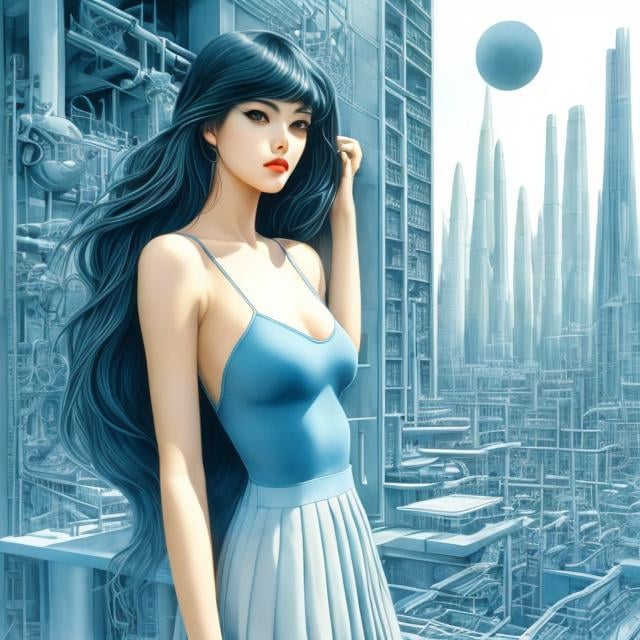 Prompt: Le Corbusier, Norman Foster, James Jean, Surreal, mysterious, strange, fantastic, fantasy, Sci-fi, Japanese anime, construction of an artificial cave, architectural drawing, blueprint, cross section, perspective, perspective, futurism, miniskirt beautiful girl, perfect voluminous body, detailed masterpiece colour hand drawings