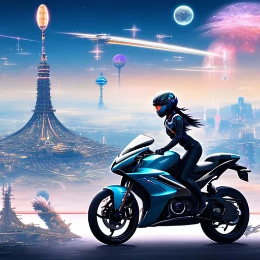 Prompt: Erte Anime Sci-Fi Fantasy Proliferating Machines Machine Life Network Future City Tokyo Girl on a Motorcycle, hyp  high resolution high definition high quality masterpiece 