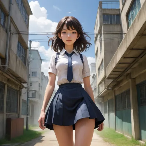 Prompt: Linde Faas, Albert Hahn, Yoh Yoshinari, Enzo Pérès-Labourdette, Surrealism, wonder, strange, fantastical, fantasy, Sci-fi, Japanese anime, urbanization, science, Wagner, Ezoterism, collection, exoticism, sunny labyrinth, the intellectual walk of a beautiful high school girl in a miniskirt, perfect voluminous body, detailed masterpiece 