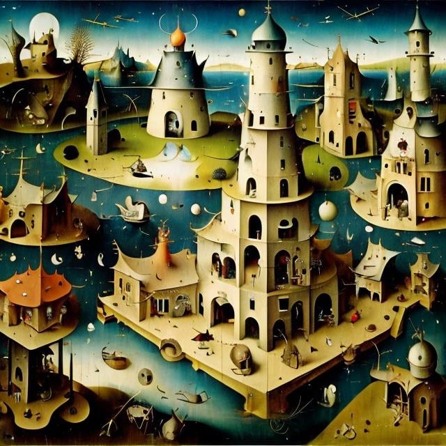 Prompt: Hieronymus Bosch, A E Marty, Mysterious, bizarre, surreal, bizarre, fantasy, Sci-fi, Japanese anime, symbolic blueprint, garden cut out of the wilderness, inside a box, detailed masterpiece perspectives angles