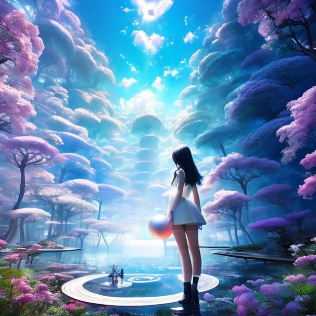 Prompt: Tomoyoshi Murayama, Jan Marcin Szancer, Surreal, mysterious, strange, fantastical, fantasy, Sci-fi, Japanese anime, artificial paradise, transparent architecture, theater with eyes, thinking miniskirt beautiful girl, perfect voluminous body, detailed masterpiece 