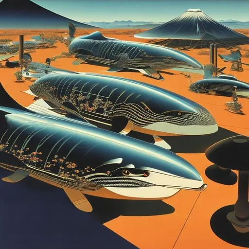 Prompt: Syd Mead, Japanese painting style Shigeru Tamura,
Surreal, mysterious, strange, fantastical, fantasy, Sci-fi fantasy, circular legend, cold equation, poem, whale song, detailed masterpiece 