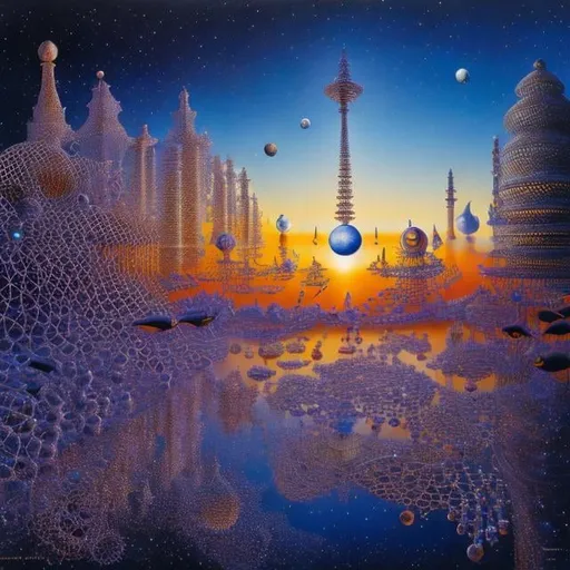 Prompt: Robert H. Hudson, David Wiesner, Surreal, mysterious, strange, fantastical, fantasy, Sci-fi, Japanese anime, I want to convey the beauty of the universe through mathematical formulas, the parallelepiped is made up of 19 spheres, applied astronomy, a boy with a special talent, detailed masterpiece drawing