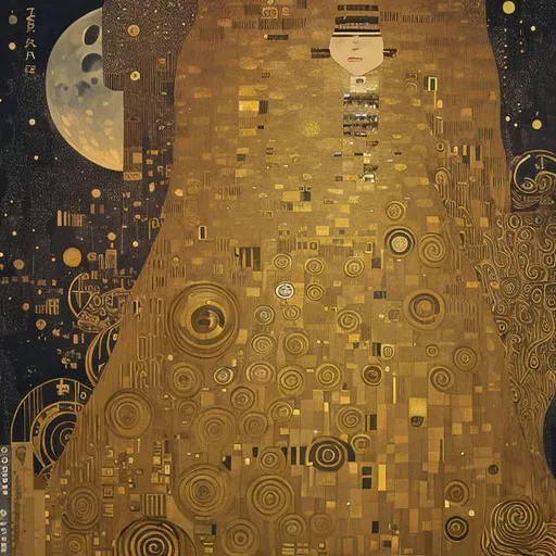 Prompt: Klimt， Richard Doyle, A Japanese style, Frank Pape, animesque　wondrous　strange　Whimsical　Sci-Fi Fantasy　Astronomical phenomena　Aizen Meioh and Hoshijuku　Time interpretation in the composition of a painting depicting the moon　Japan mythological stars　Polaris　Japan Ancient Star Dragon Cult　Twin uterus　Megaliths and astronomical phenomena　asterism　Universe and Human Horizons as Seen in Astrophysics