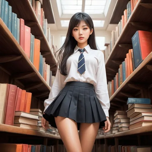 Prompt: Nguyen Ba Kien, Stefany G, Anne Anderson, Surrealism, mysterious, strange, bizarre, fantasy, Sci-fi fantasy, anime, collecting other people's dreams, beautiful miniskirt high school girl and dream bible, perfect voluminous body, all people who are not in this world, detailed masterpiece 