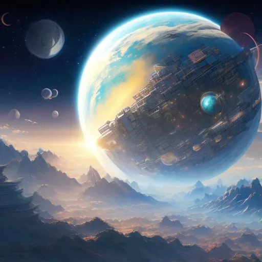 Prompt: Richard Doyle, Japanese Anime, Surreal Mysterious Weird Fantastic Sci-fi Fantasy Fantasy Celestial Sphere Blueprint Perspective Perspective Cross-section Diagram Perspective Planet Moon Sun Comet 3D Drawing Girl, hyperdetailed high resolution high definition high quality masterpiece 