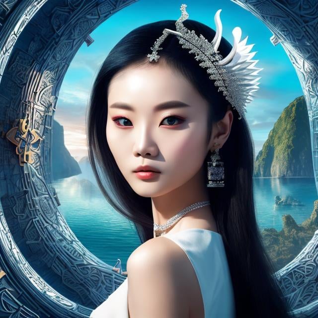 Prompt: Victor Safonkin, Kazue Kato, Surreal, mysterious, bizarre, fantastical, fantasy, Sci-fi, Japanese anime, geometry of spectacular scenery, monkey-faced fish, man with horns, 3D photo of beautiful girl in miniskirt, perfect body, geometry of puzzle, detailed masterpiece 