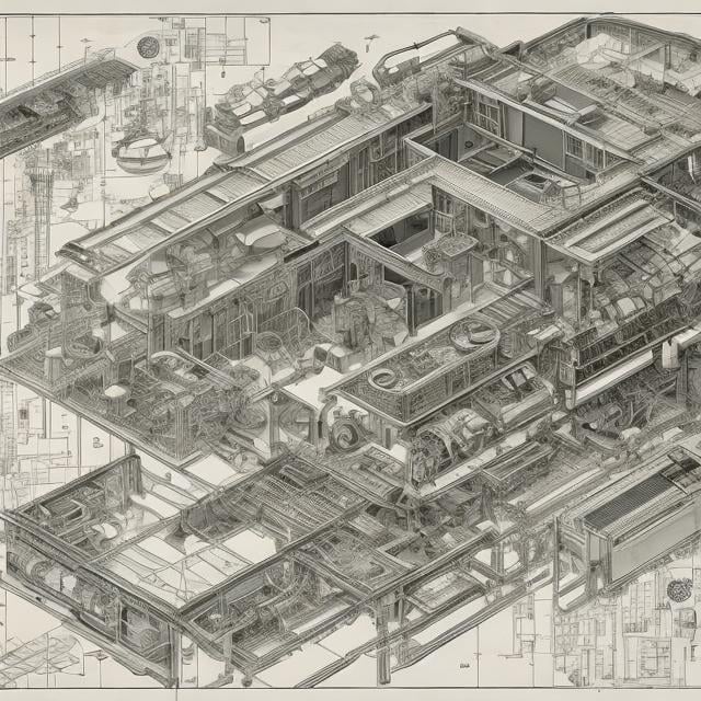 Prompt: Kiyotaka Haimura, Kenji Tsuruta, Hiroshi Masumura, Katsuhiro Otomo, Katsuya Terada, Surreal, mysterious, bizarre, fantastical, fantasy, Sci-fi, Japanese anime, world of automata, floor plan, parts diagram, exploded view, screw-type spring-type contraption, rewinding time, compressing space, repairman girl, beautiful perfect voluminous body, hyper detailed masterpiece high resolution definition quality depth of field cinematic lighting realistic 