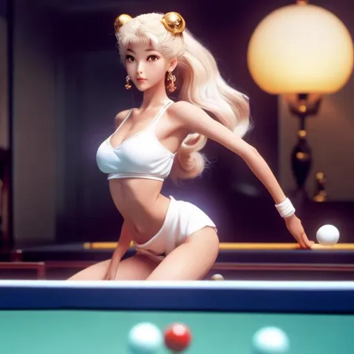 Prompt: Naoko Takeuchi, Boris Vallejo, Surreal, mysterious, strange, fantastical, fantasy, sci-fi, Japanese anime, Alice, a beautiful blonde girl in a miniskirt enjoying a game of table tennis at a hot spring inn, Perfect voluminous body, smooth skin, dynamic action poses, Her skin is a little pinkish after taking a bath, After working up a sweat playing table tennis and taking a hot spring, cold coffee milk is delicious, hyper detailed masterpiece high resolution definition quality, depth of field, cinematic lighting realistic 