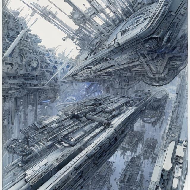 Prompt: Lebbeus Woods, Zaha Hadid, Paolo Soleri, Michael Kaluta, Ralph McQuarrie, surreal, strange, weird, wonderful, sci-fi fantasy, Mechanical moon, plans drawings, blue prints, sections, aerial perspective, vanishing points, mechanic girl, hyperdetailed high resolution high definition high quality masterpiece 